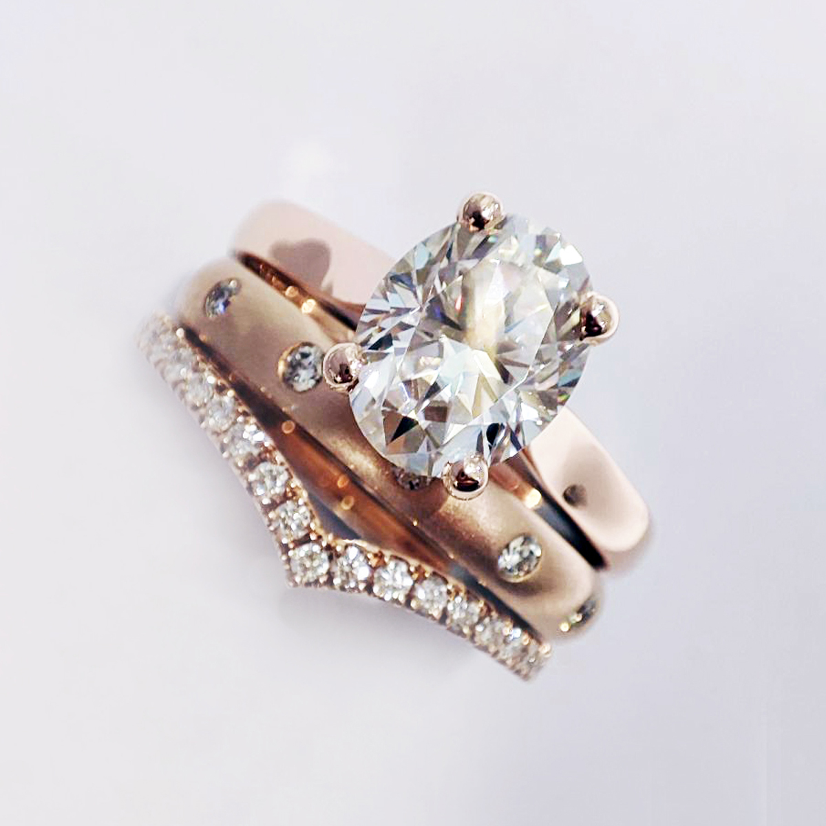 Rose Gold Moissanite and Diamond Combo