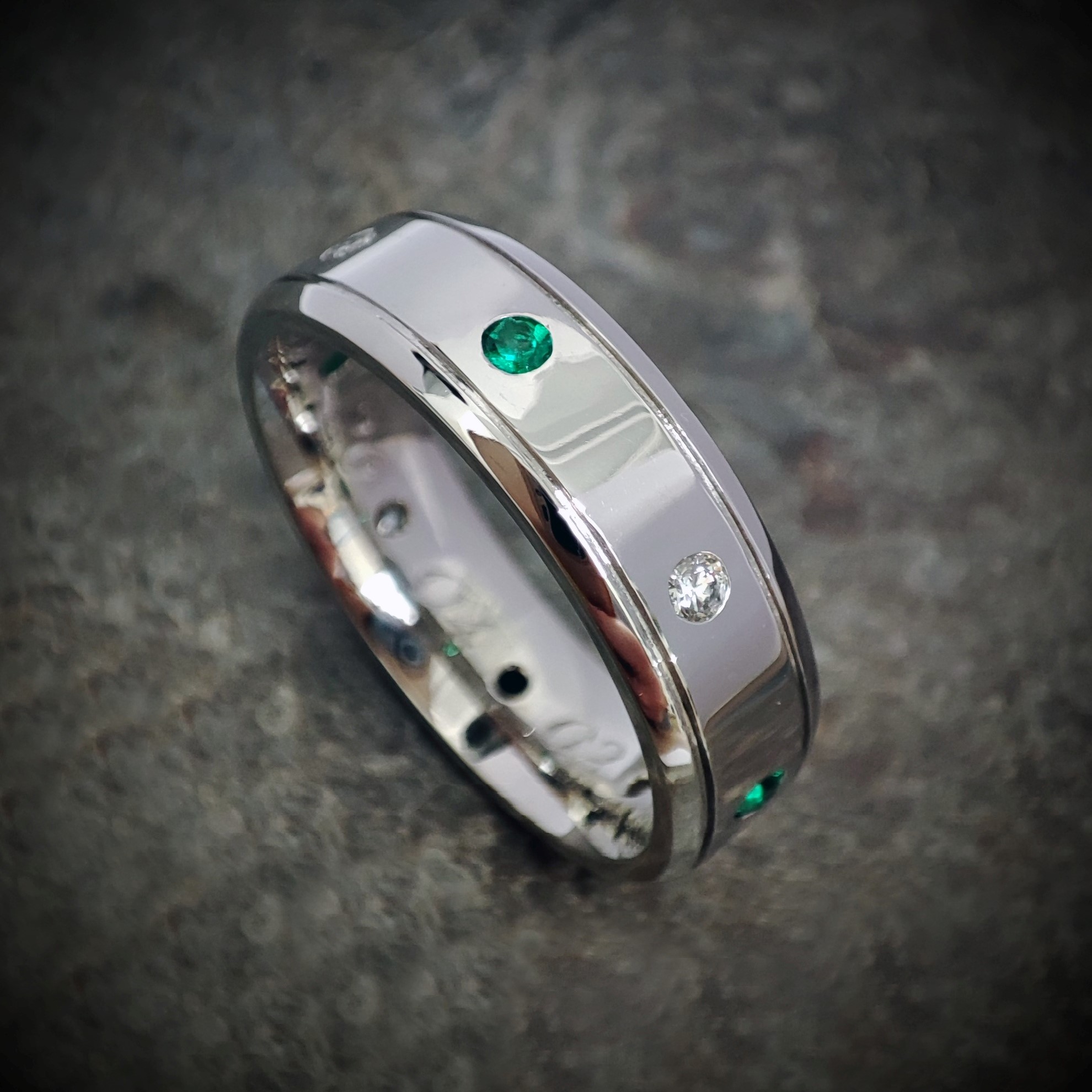 Emerald and Diamond Platinum Ring