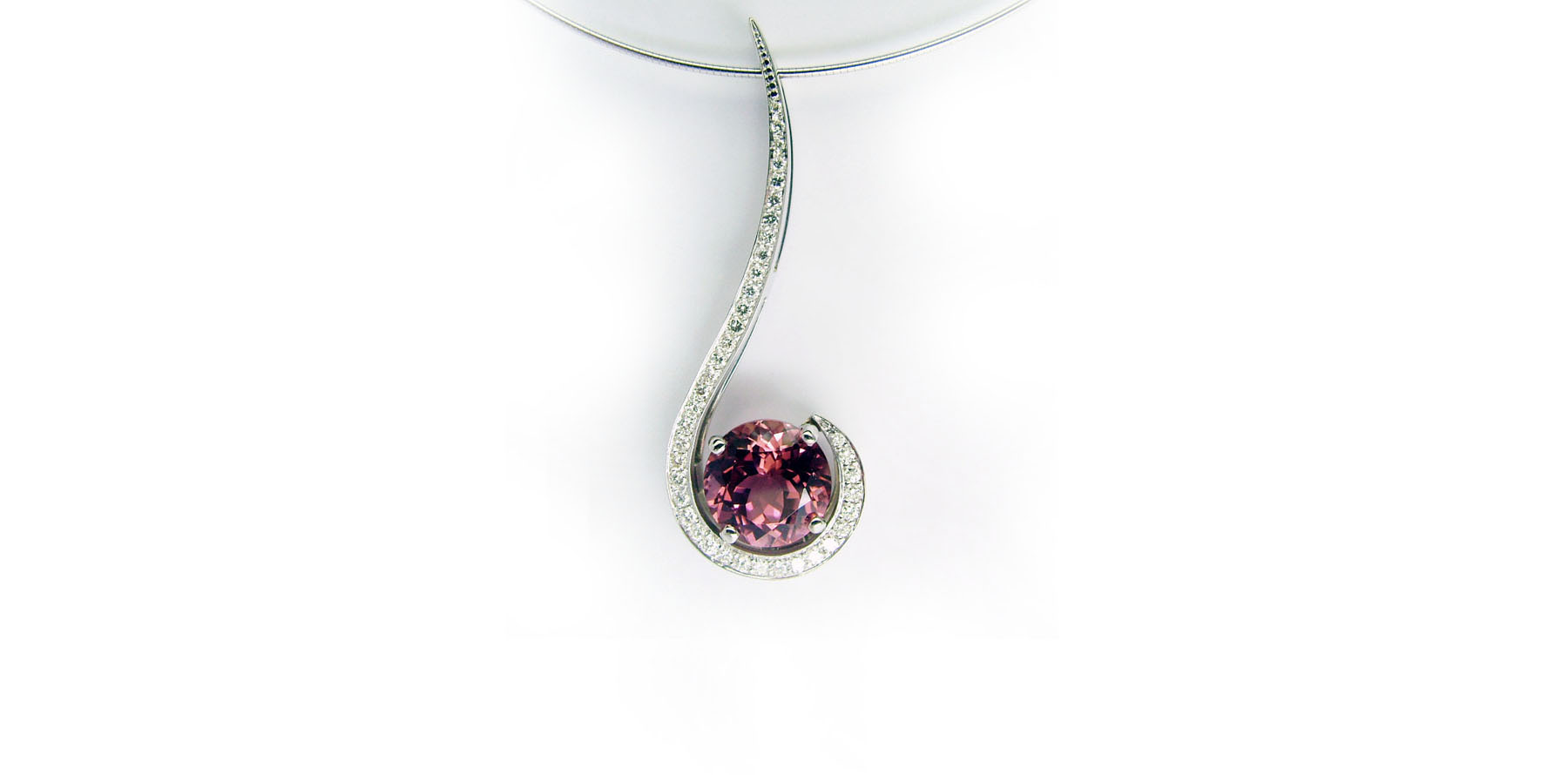 Pink Tourmaline & Diamond Pendant