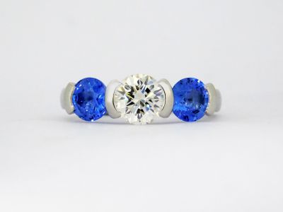 Cornflower Blue Sapphire and Diamond Ring