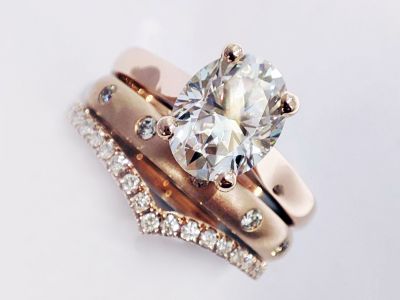 Rose Gold Moissanite and Diamond Combo