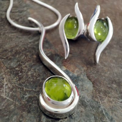 Peridot Pendant and Earrings