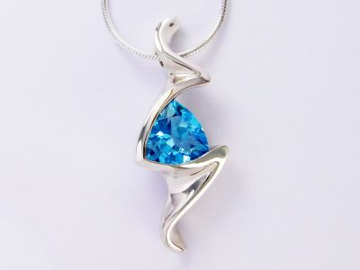 Swiss Blue Topaz Squiggle pendant