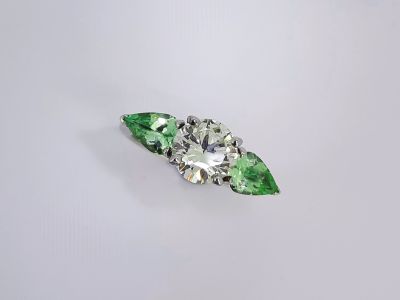 Tsavorite and Diamond Platinum Ring